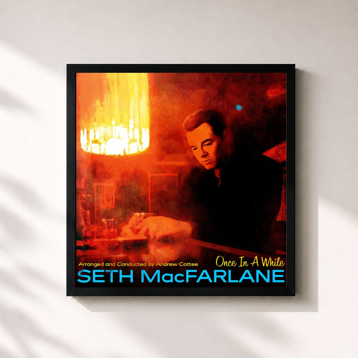 #noir Tableau carré de l'album Once In A While de Seth MacFarlane, cadre noir 32x32 cm