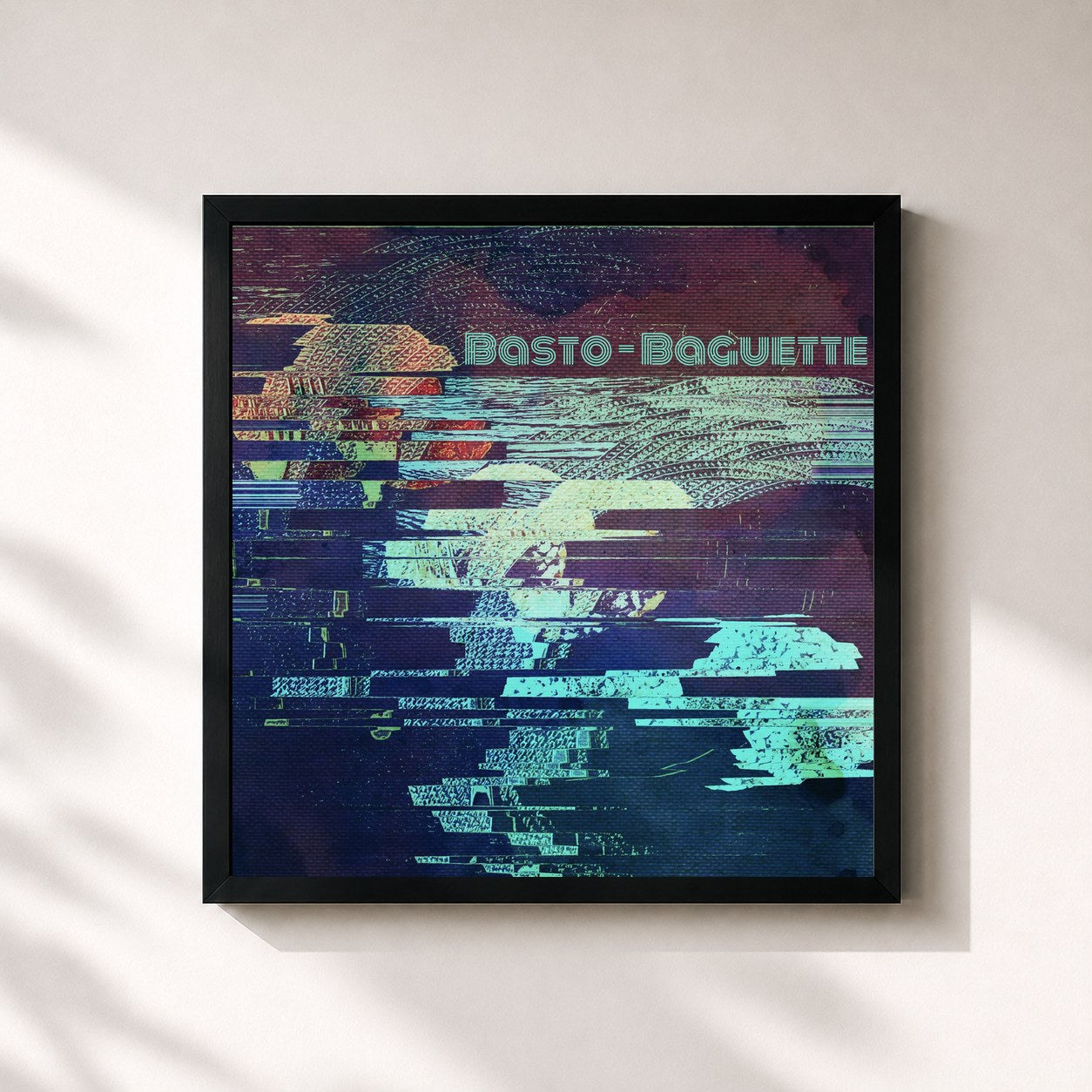 #noir Tableau carré de l'album Baguette de Basto, cadre noir 32x32 cm