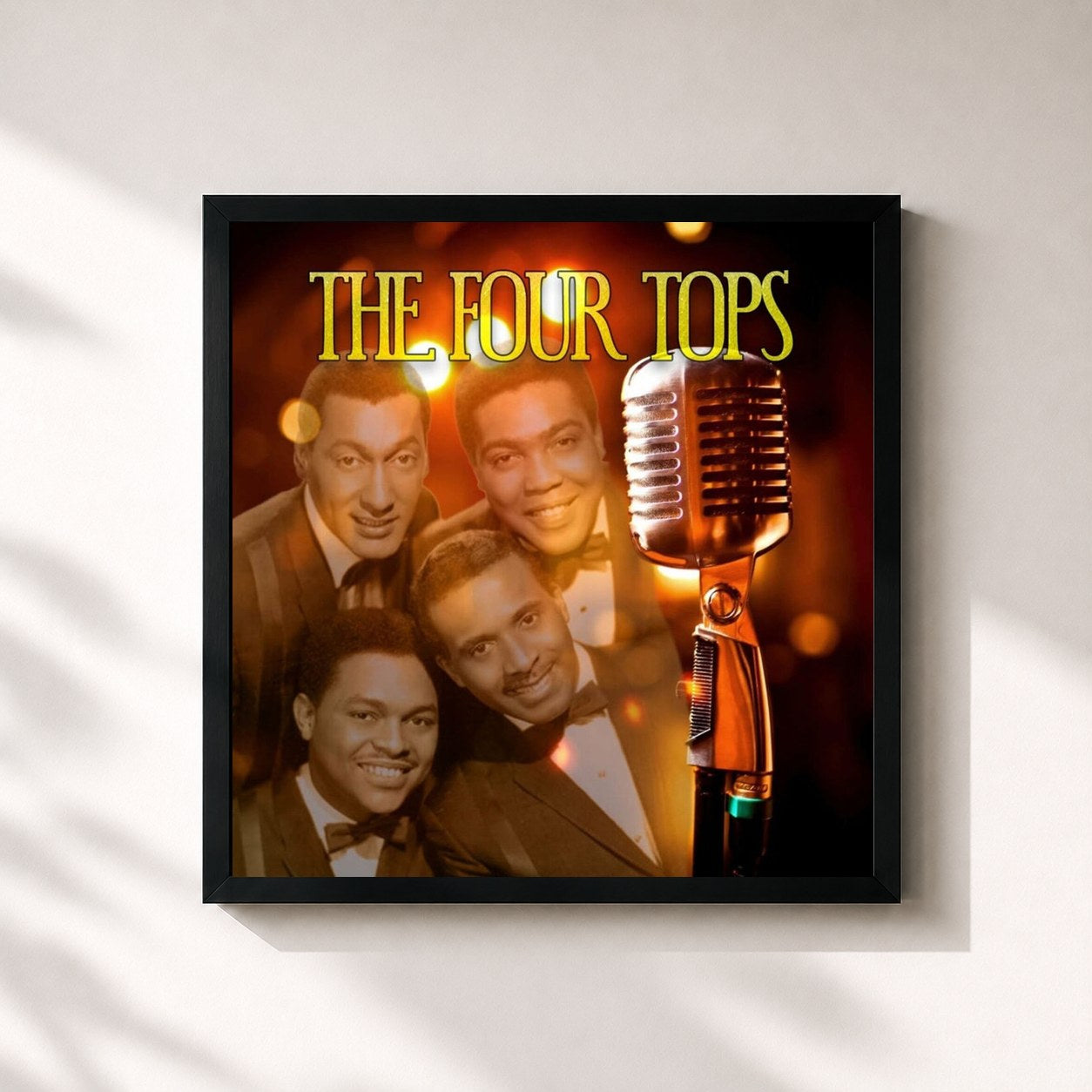 #noir Tableau carré de l'album The Four Tops de Four Tops, cadre noir 32x32 cm