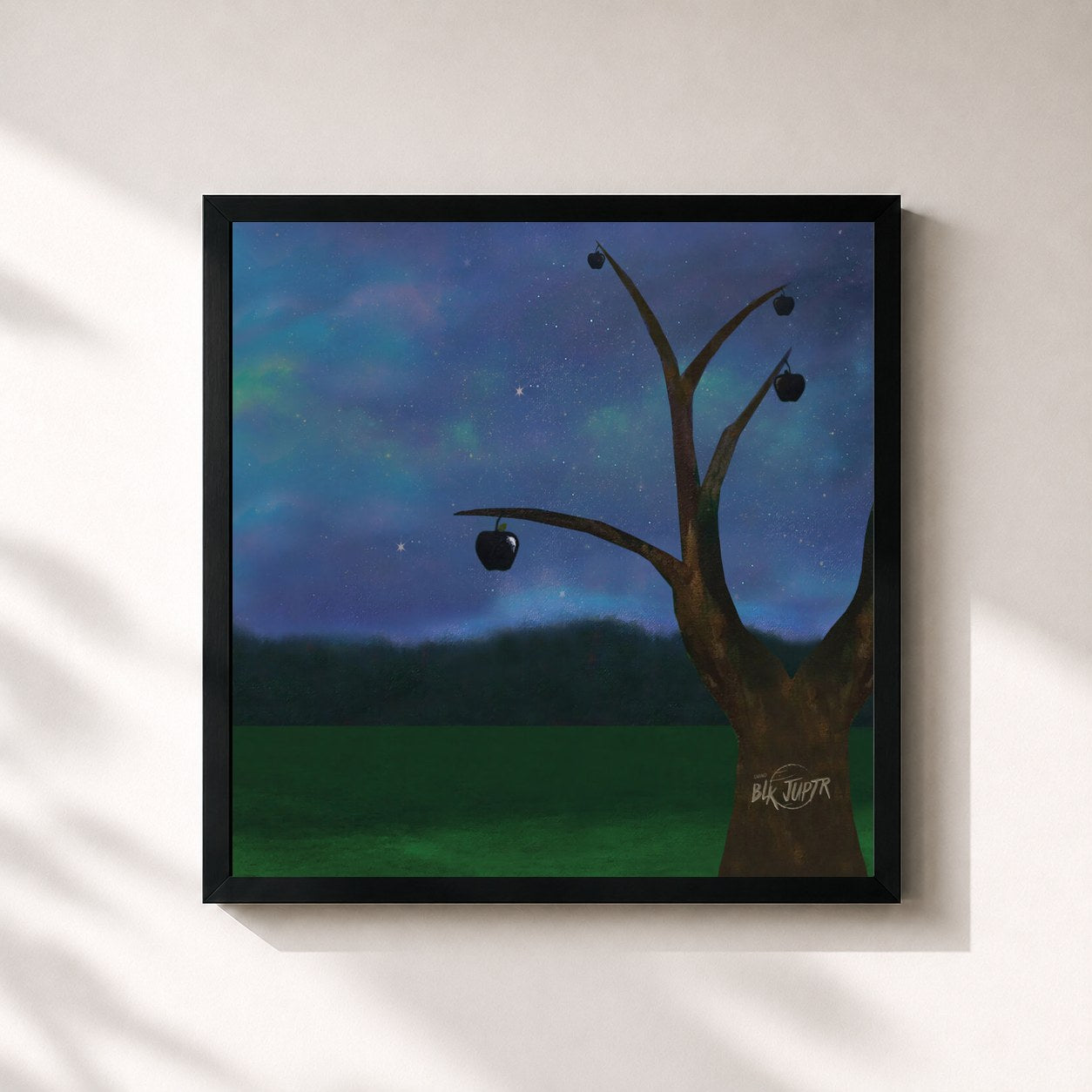 #noir Tableau carré de l'album blkjuptr de Smino, cadre noir 32x32 cm