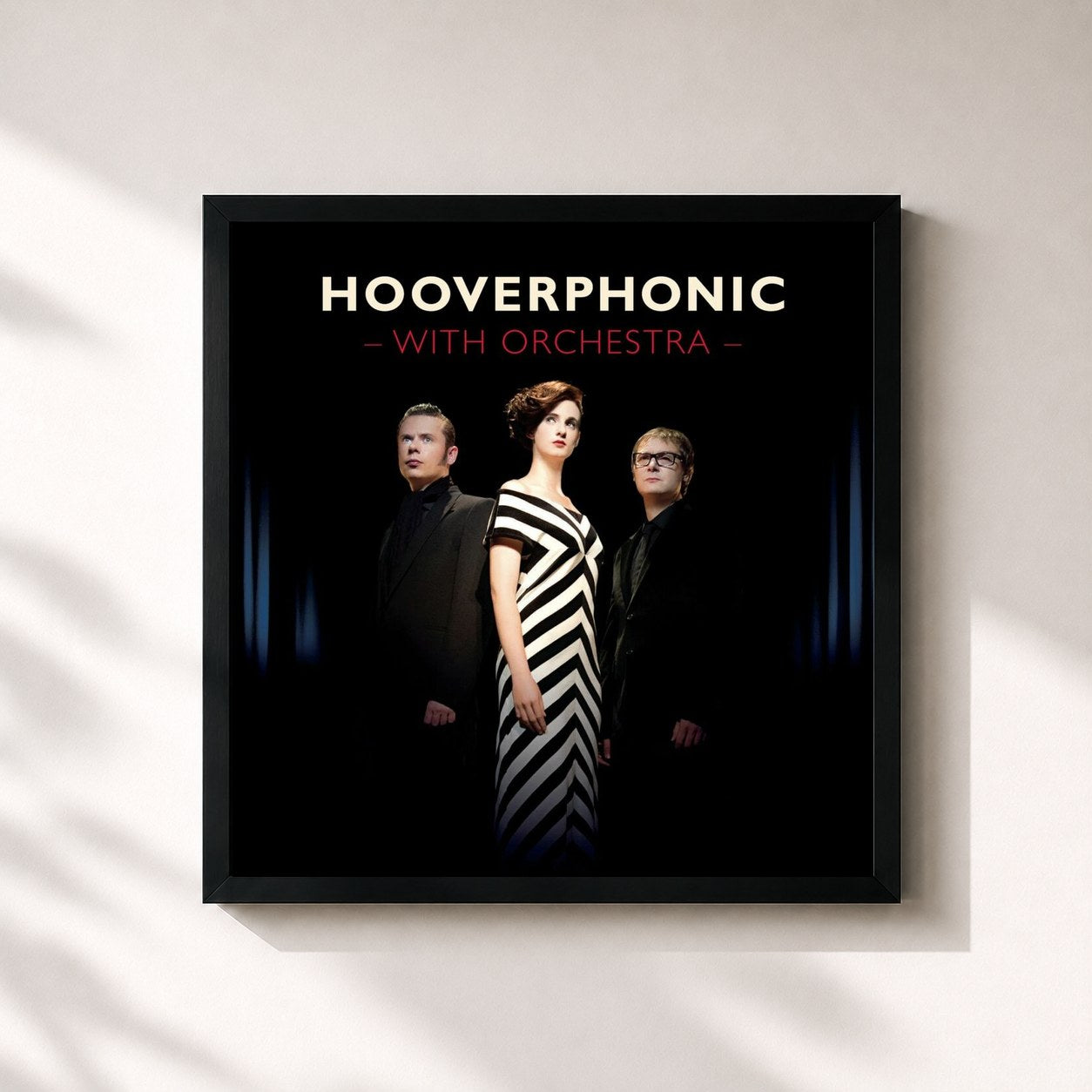 #noir Tableau carré de l'album With Orchestra de Hooverphonic, cadre noir 32x32 cm
