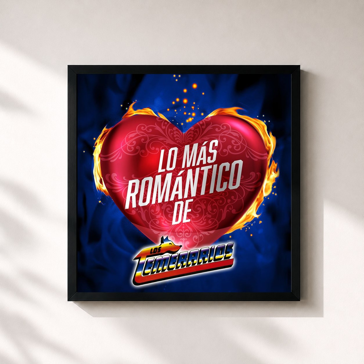 #noir Tableau carré de l'album Lo Más Romántico De de Los Temerarios, cadre noir 32x32 cm