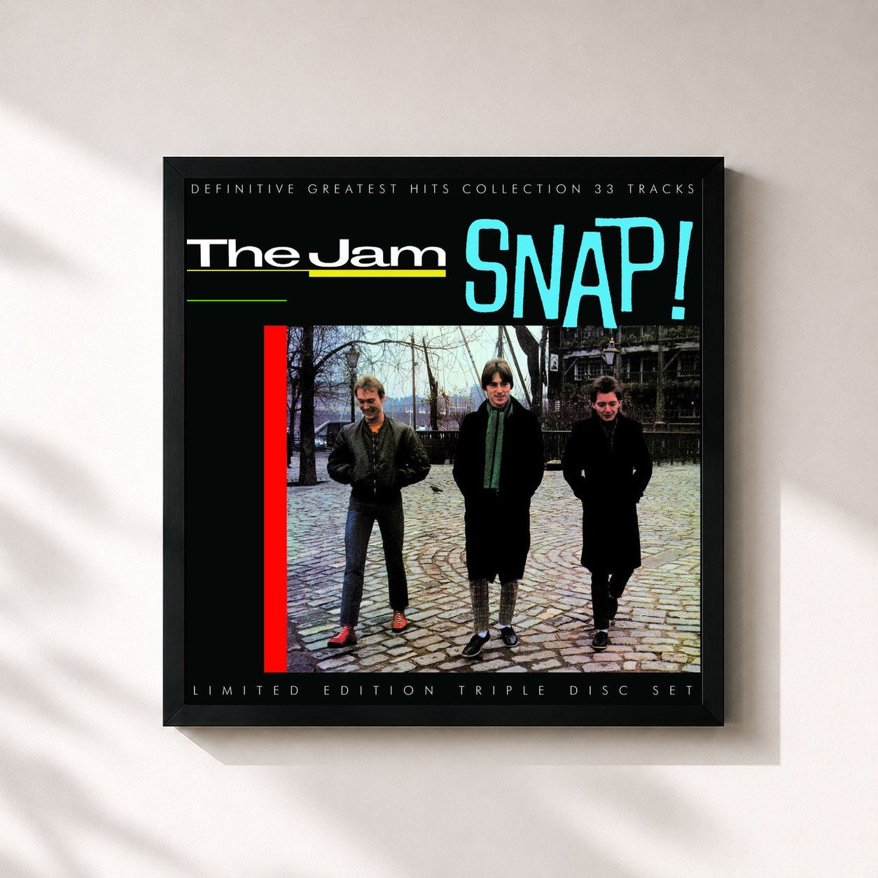 #noir Tableau carré de l'album Snap de The Jam, cadre noir 32x32 cm