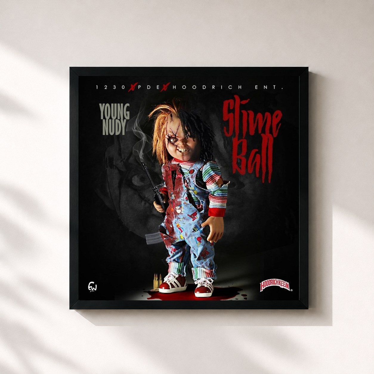 #noir Tableau carré de l'album Slimeball de Young Nudy, cadre noir 32x32 cm