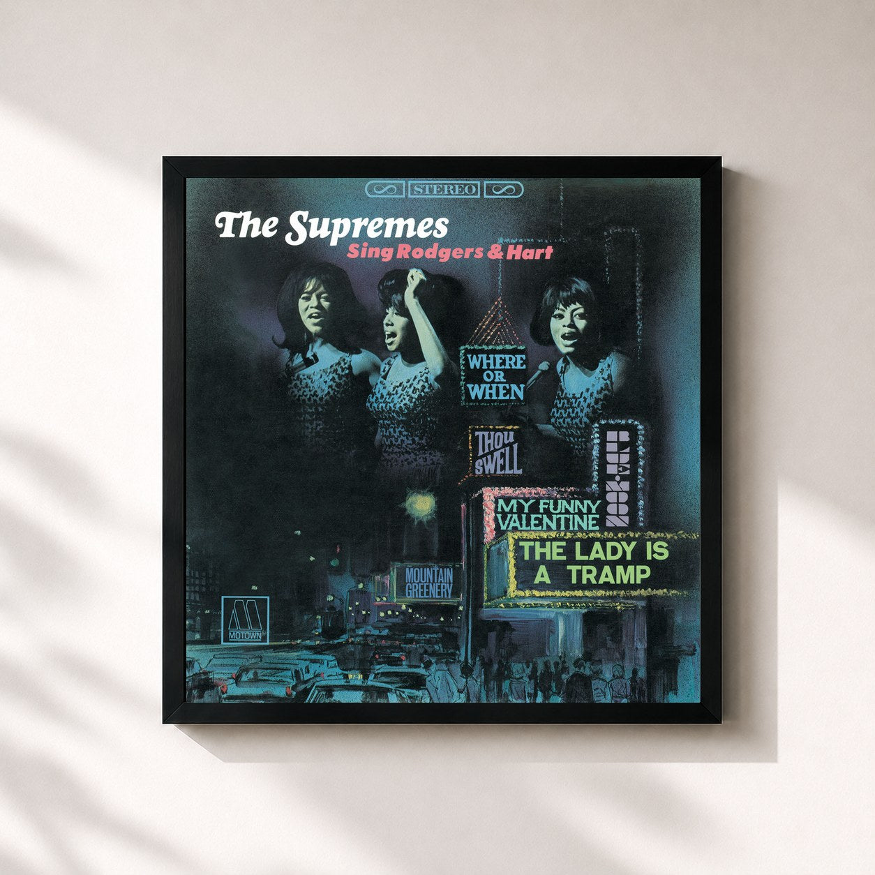 #noir Tableau carré de l'album The Supremes Sing Rodgers & Hart de The Supremes, cadre noir 32x32 cm