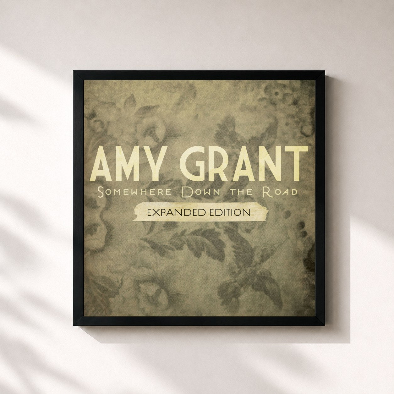 #noir Tableau carré de l'album Somewhere Down The Road de Amy Grant, cadre noir 32x32 cm