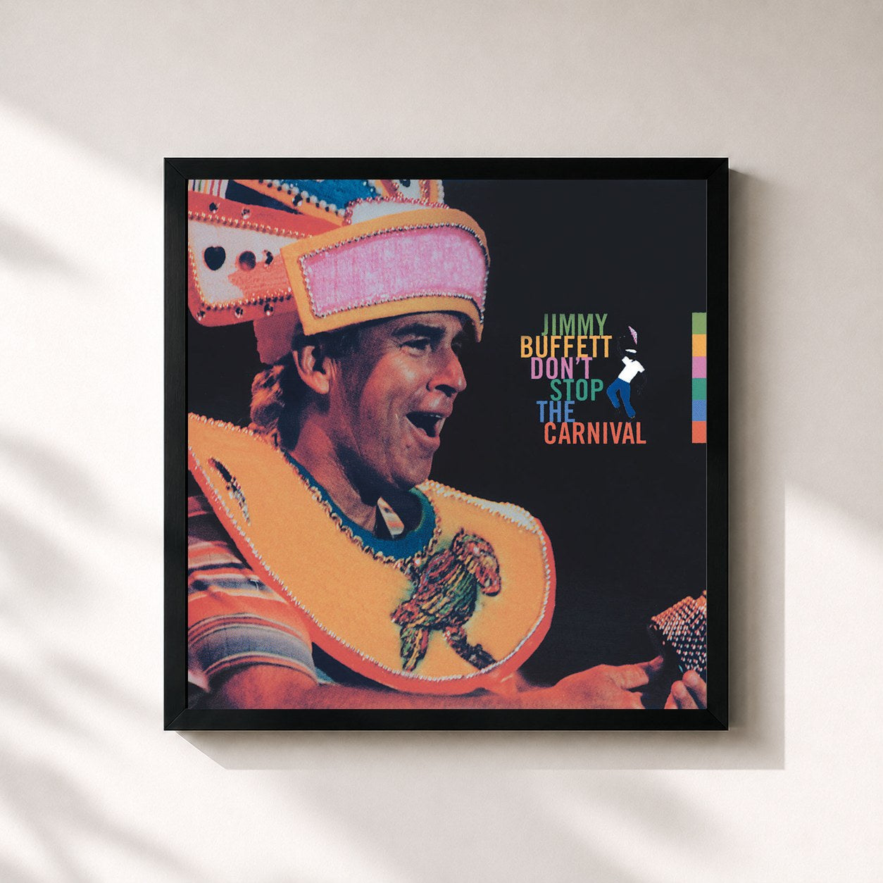 #noir Tableau carré de l'album Don't Stop The Carnival de Jimmy Buffett, cadre noir 32x32 cm