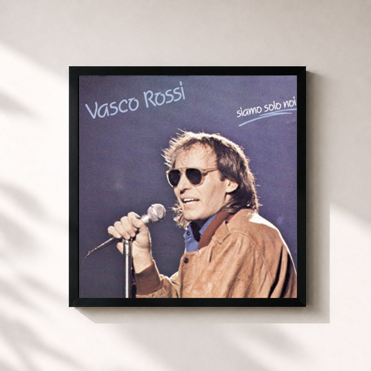 #noir Tableau carré de l'album Siamo Solo Noi de Vasco Rossi, cadre noir 32x32 cm