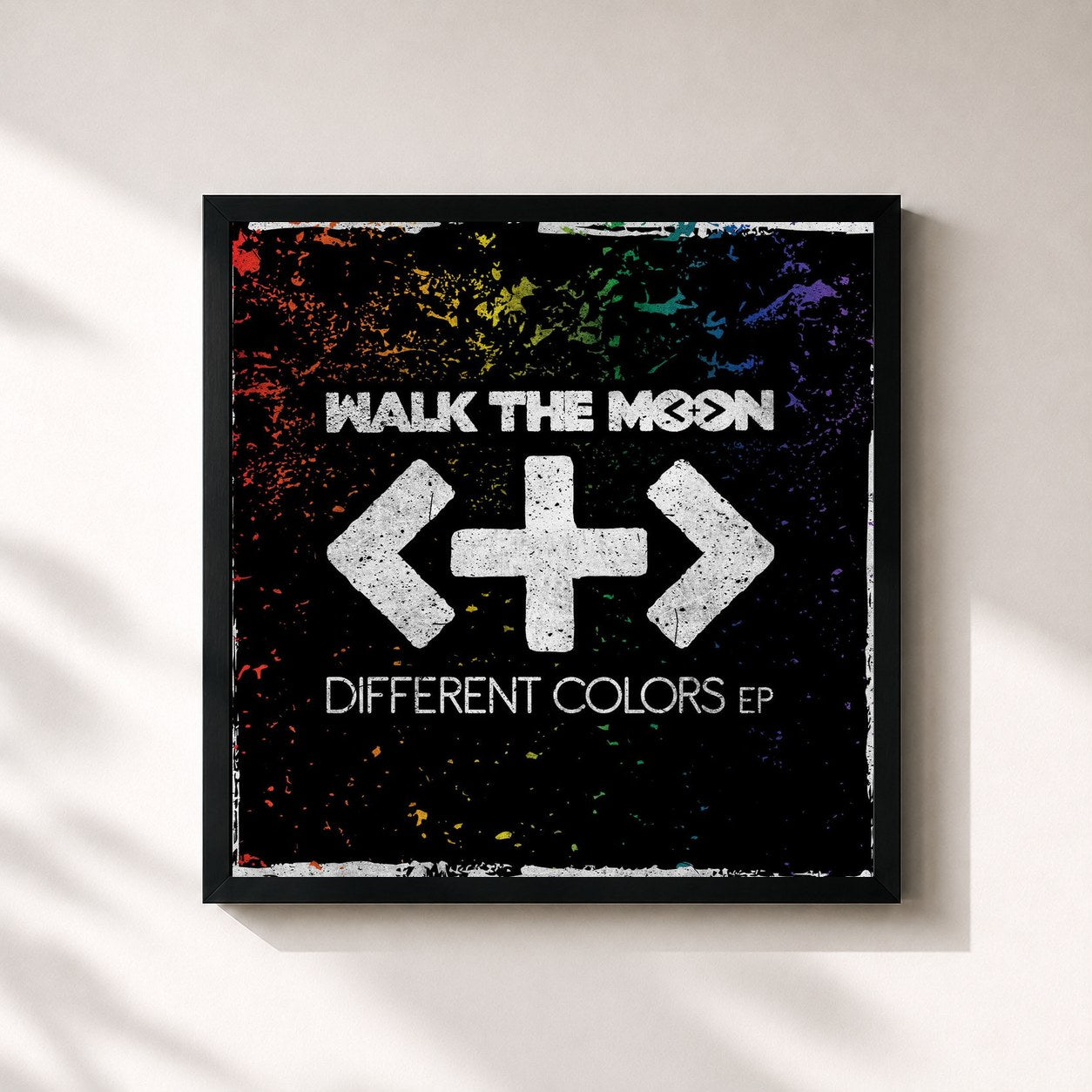 #noir Tableau carré de l'album Different Colors EP de Walk The Moon, cadre noir 32x32 cm