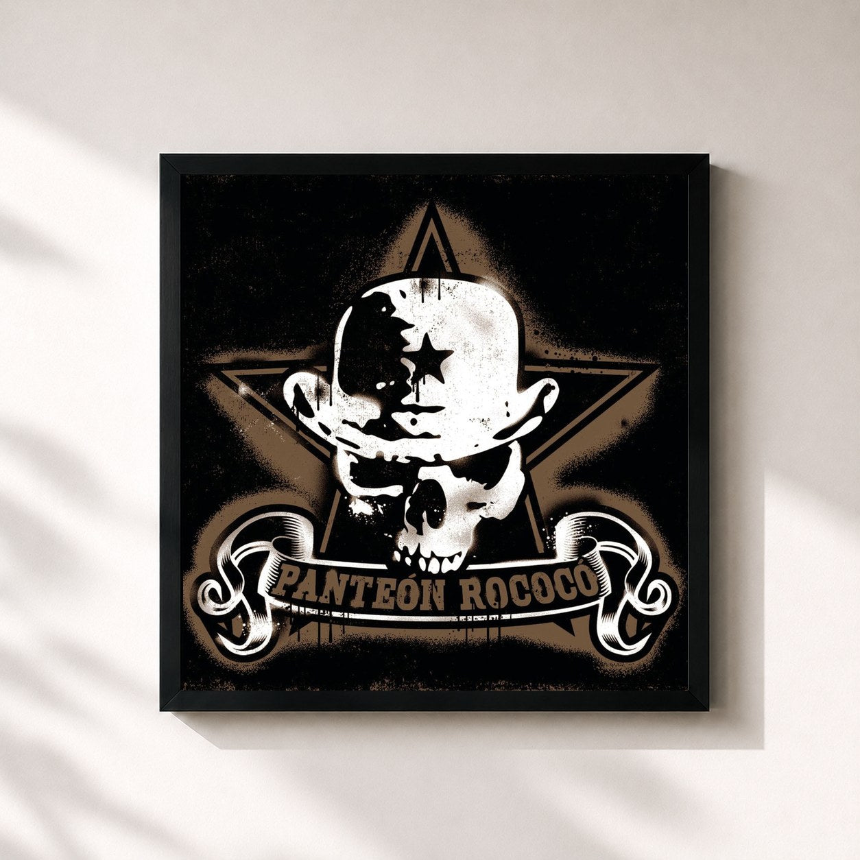 #noir Tableau carré de l'album Panteón Rococó de Panteón Rococó, cadre noir 32x32 cm
