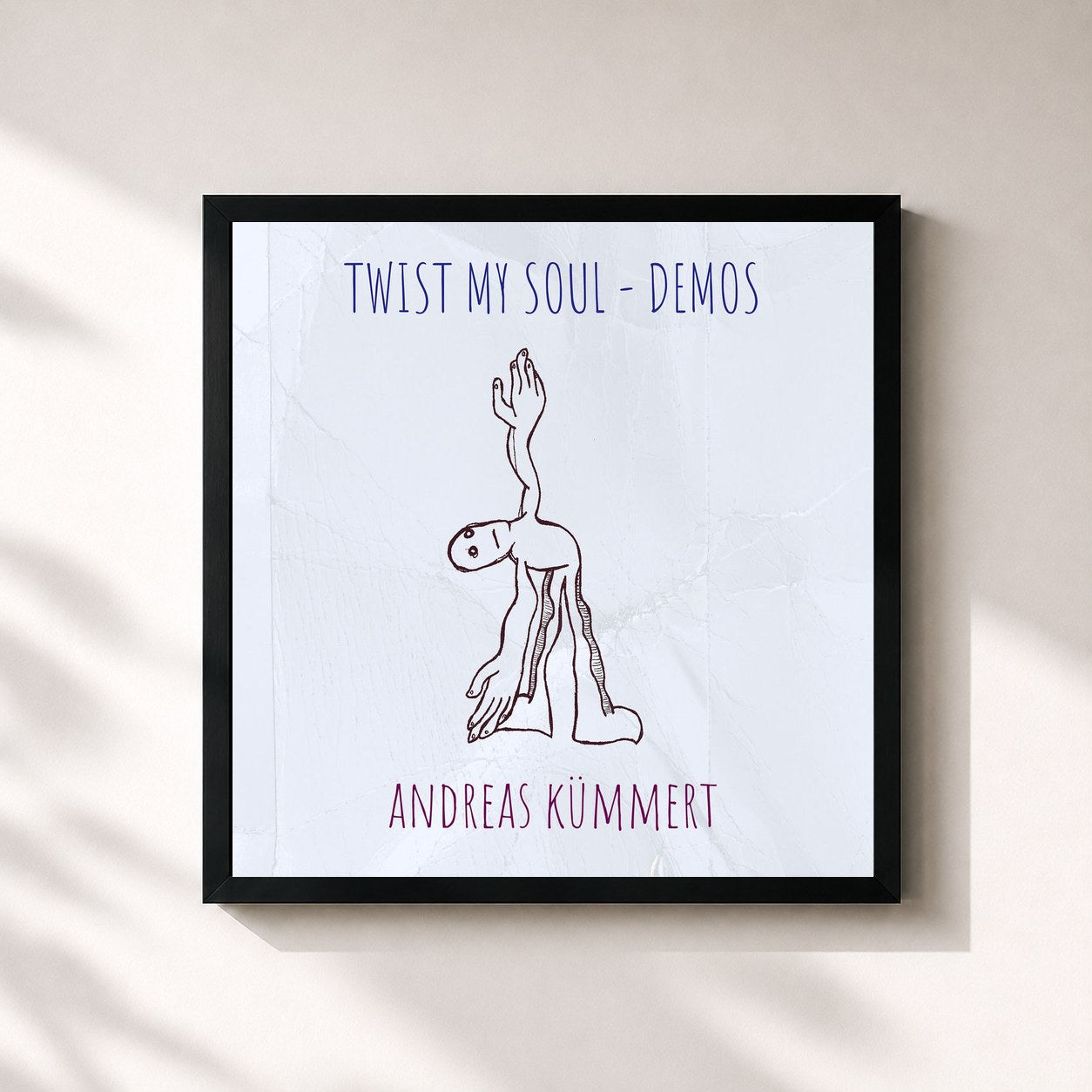 #noir Tableau carré de l'album Twist My Soul - Demos de Andreas Kümmert, cadre noir 32x32 cm