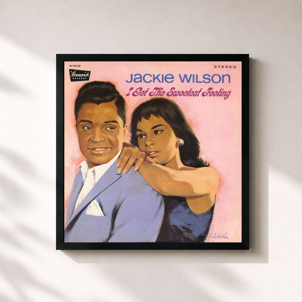 #noir Tableau carré de l'album I Get The Sweetest Feeling de Jackie Wilson, cadre noir 32x32 cm
