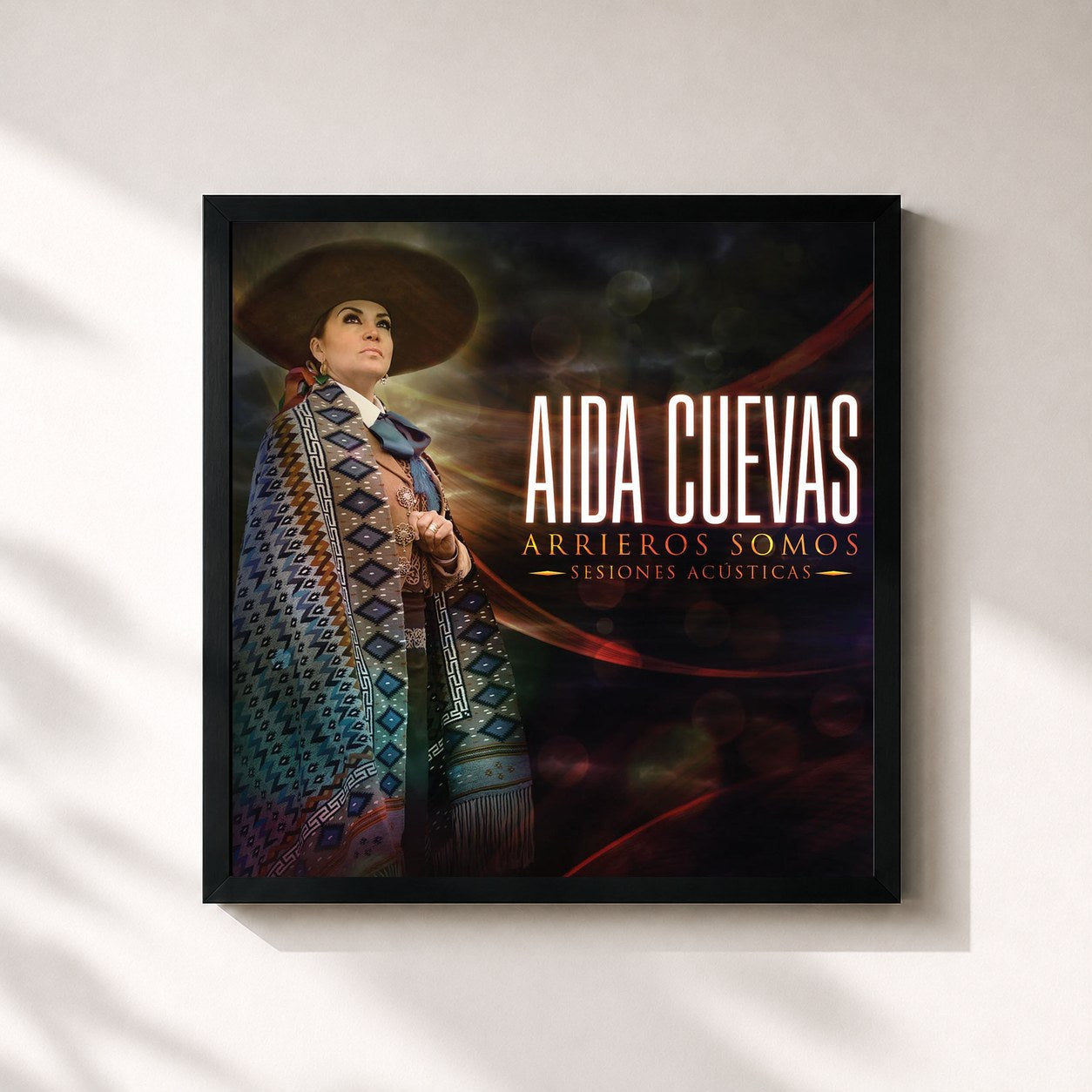 #noir Tableau carré de l'album Arrieros Somos - Sesiones Acusticas de Aida Cuevas, cadre noir 32x32 cm