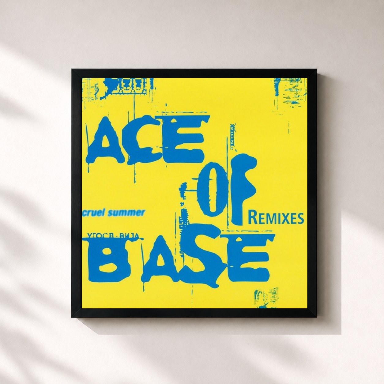 #noir Tableau carré de l'album Cruel Summer (The Remixes) de Ace of Base, cadre noir 32x32 cm
