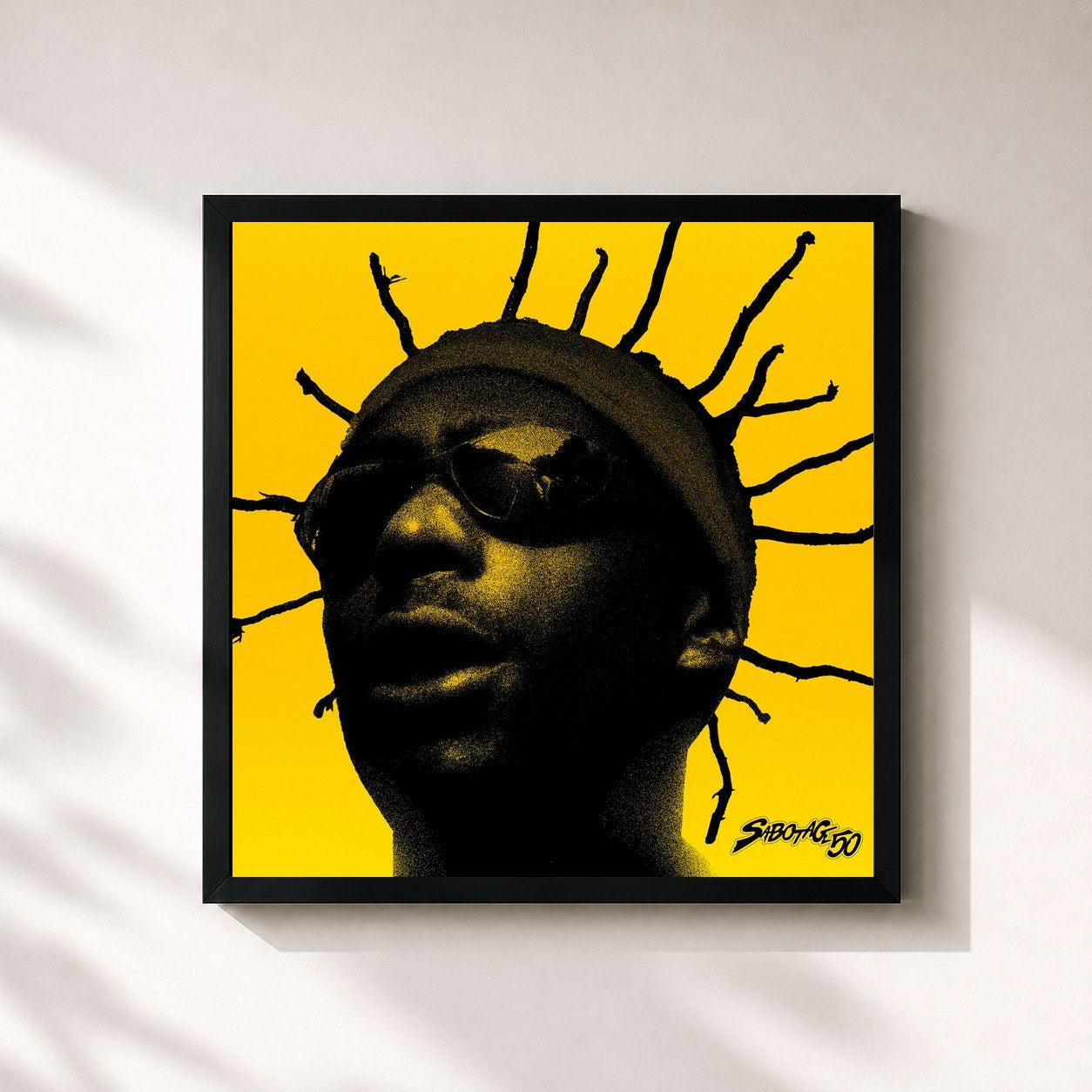 #noir Tableau carré de l'album Sabotage 50 de Sabotage, cadre noir 32x32 cm