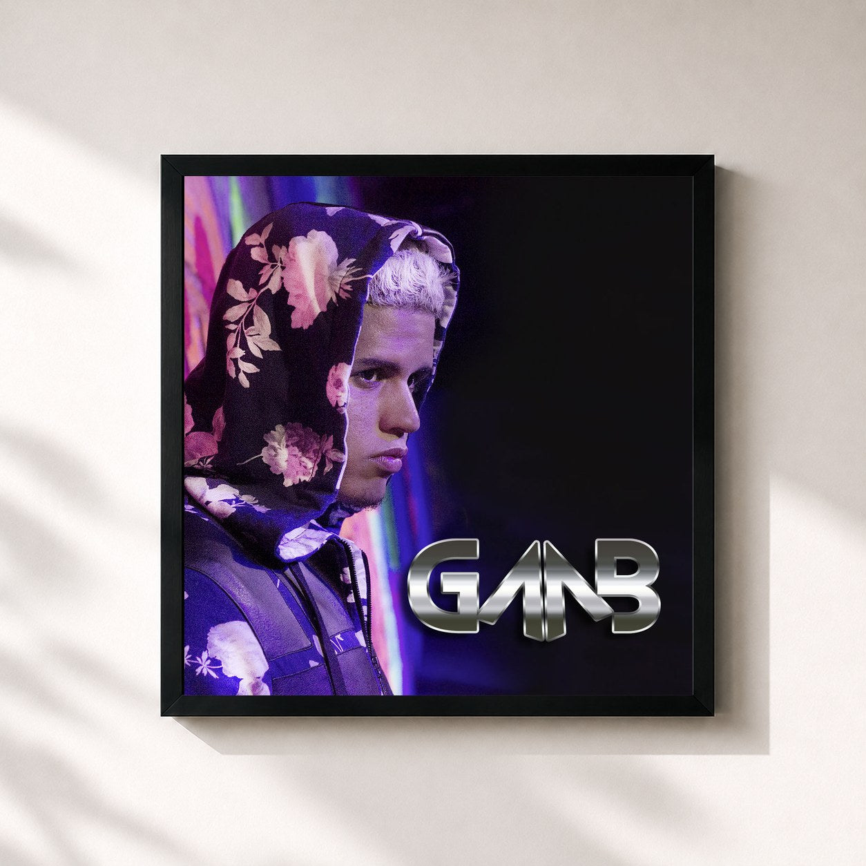 #noir Tableau carré de l'album Gaab de Gaab, cadre noir 32x32 cm
