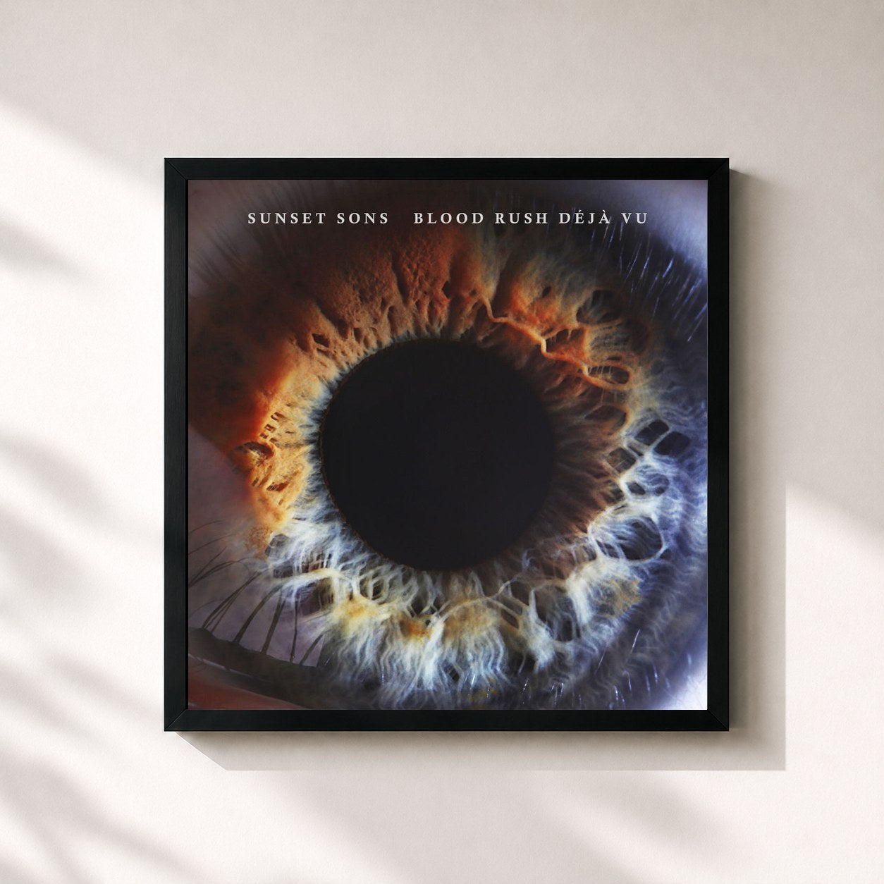#noir Tableau carré de l'album Blood Rush Déjà Vu de Sunset Sons, cadre noir 32x32 cm