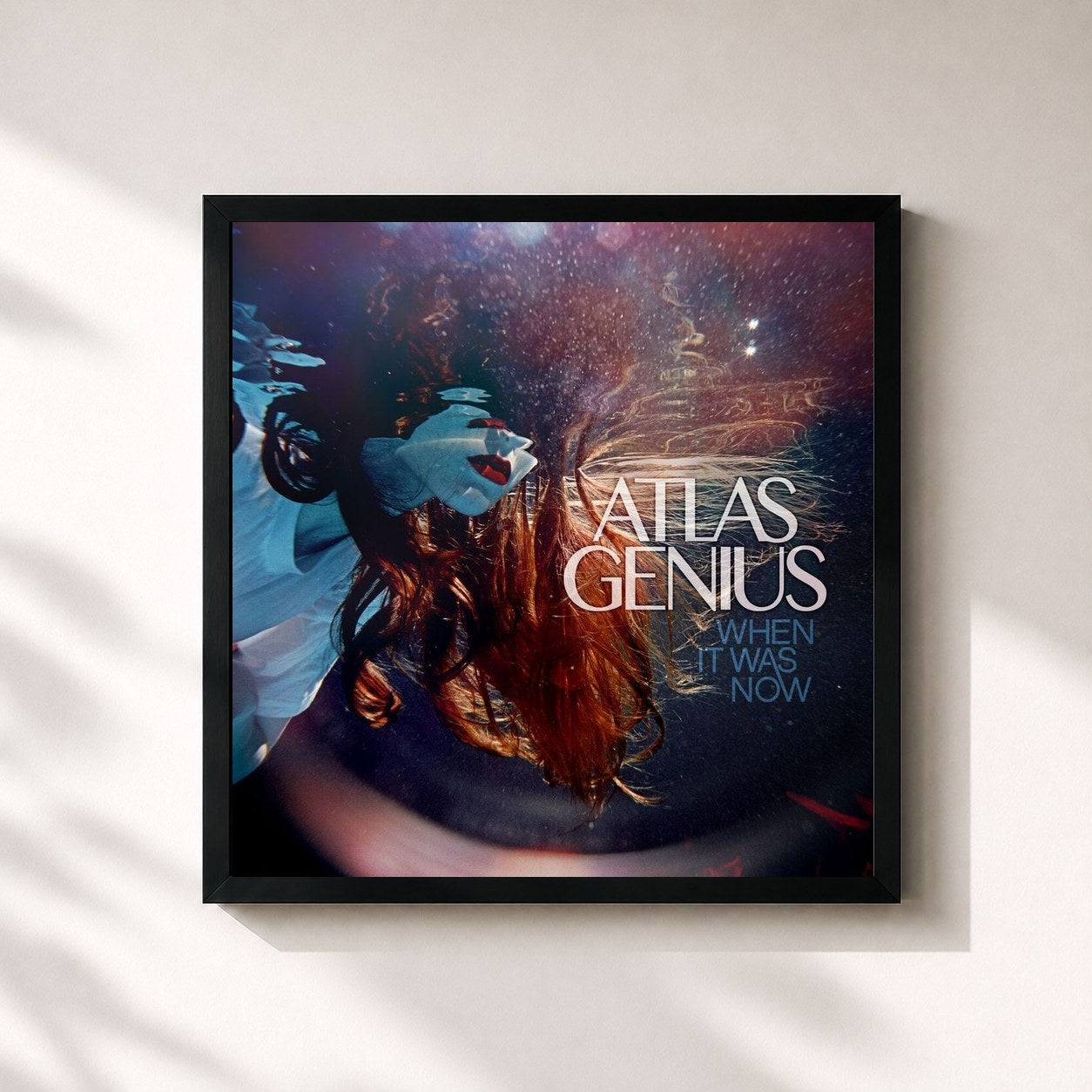 #noir Tableau carré de l'album When It Was Now de Atlas Genius, cadre noir 32x32 cm