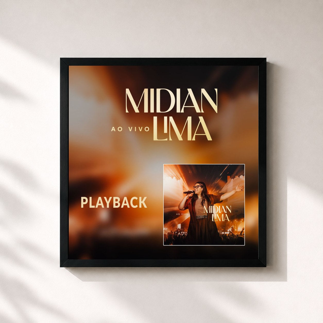 #noir Tableau carré de l'album Midian Lima (Playback) de Midian Lima, cadre noir 32x32 cm