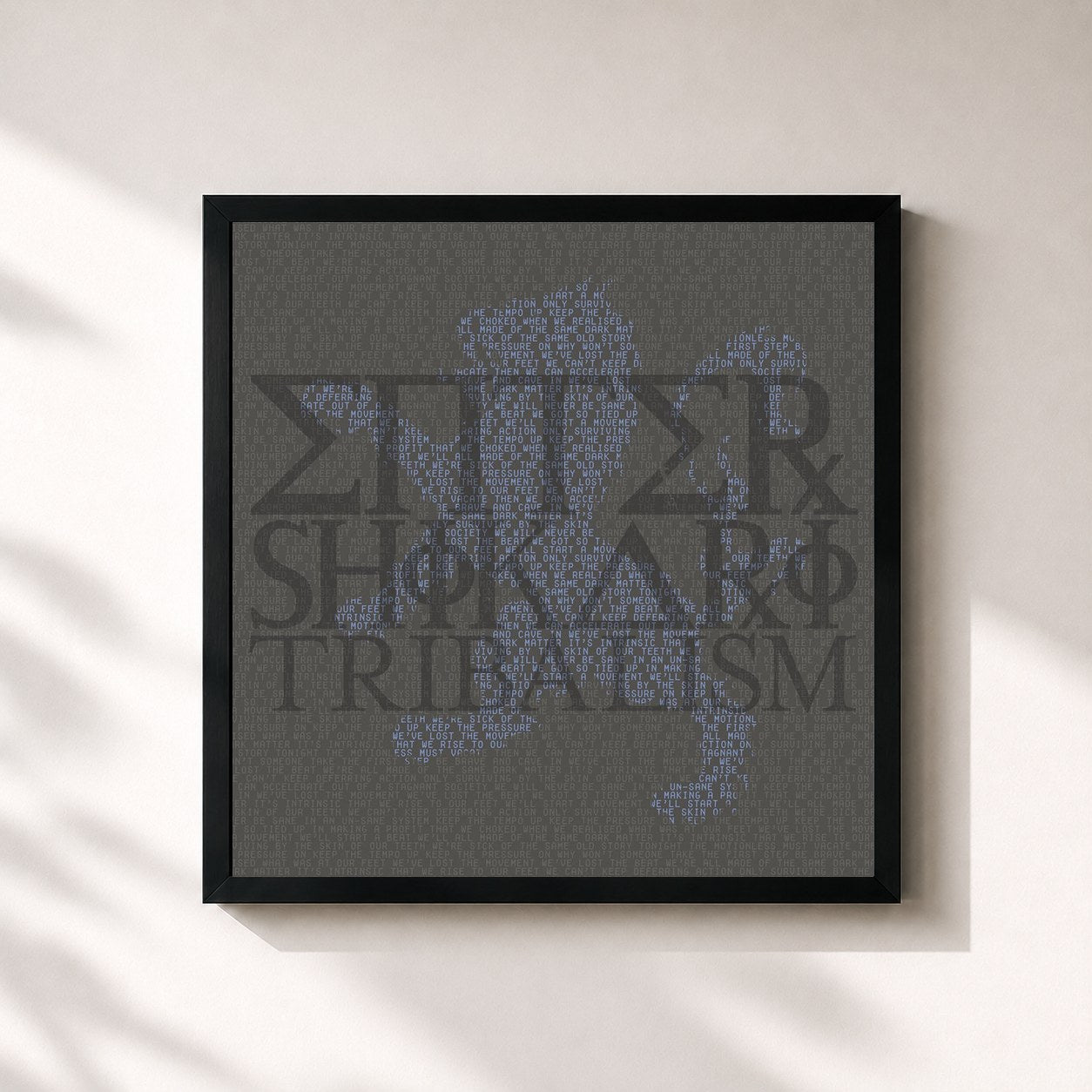 #noir Tableau carré de l'album Tribalism de Enter Shikari, cadre noir 32x32 cm