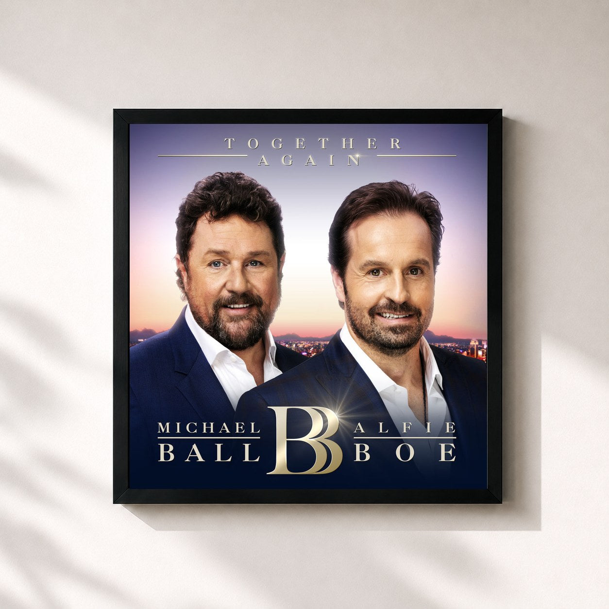 #noir Tableau carré de l'album Together Again de Michael Ball, cadre noir 32x32 cm