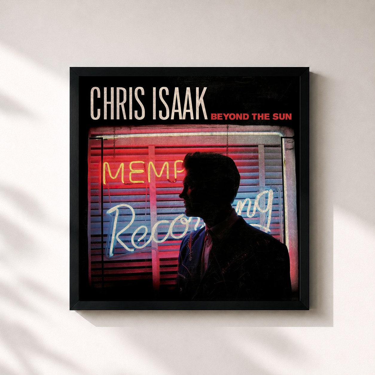 #noir Tableau carré de l'album Beyond The Sun de Chris Isaak, cadre noir 32x32 cm