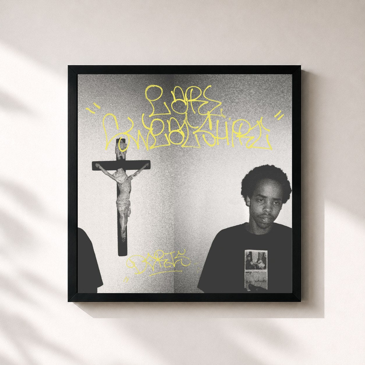 #noir Tableau carré de l'album Doris & Instrumentals de Earl Sweatshirt, cadre noir 32x32 cm