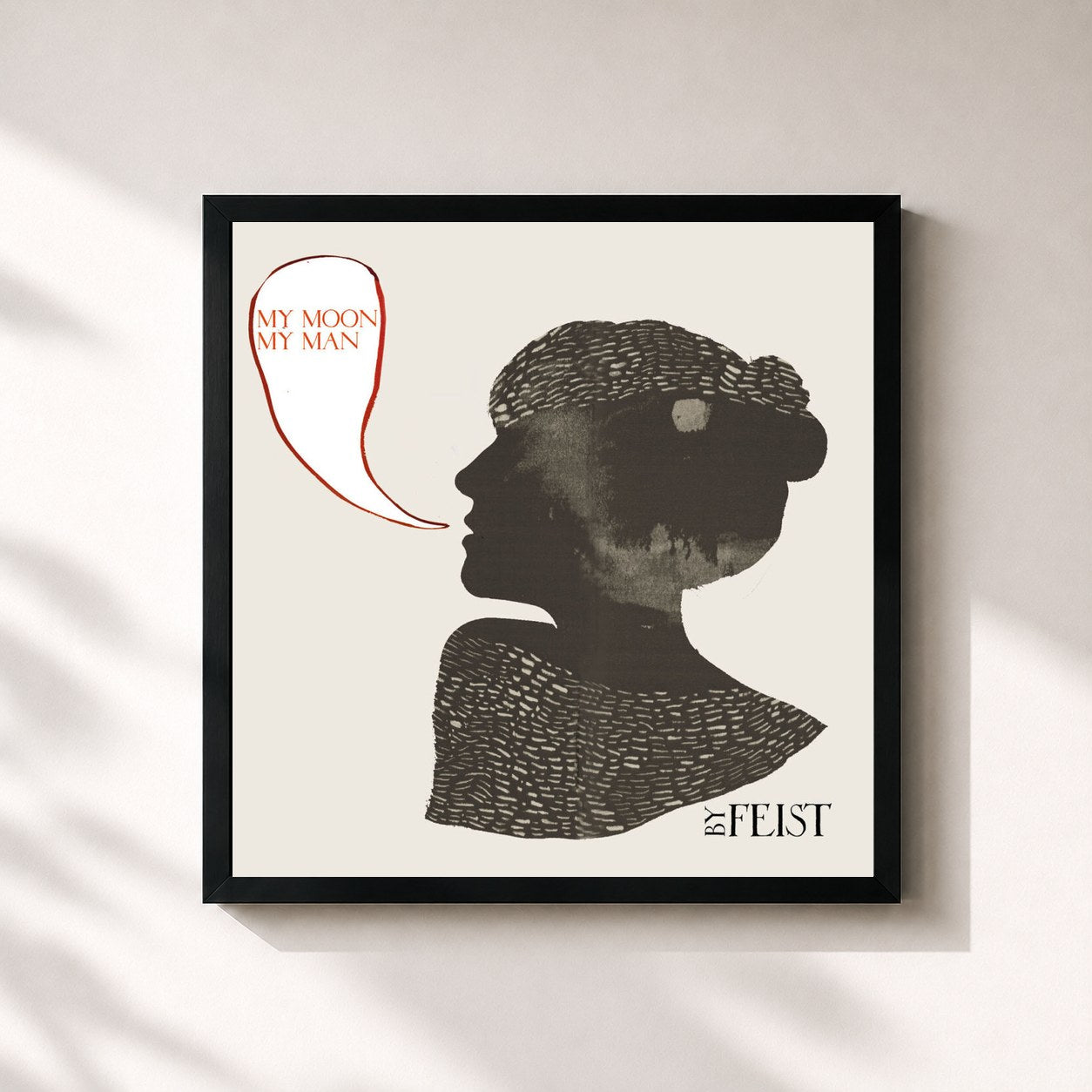 #noir Tableau carré de l'album My Moon My Man de Feist, cadre noir 32x32 cm
