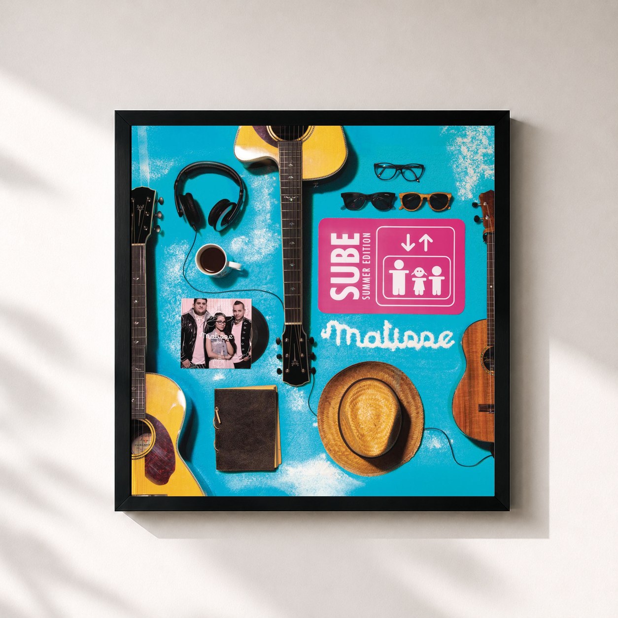 #noir Tableau carré de l'album Sube (Summer Edition) de Matisse, cadre noir 32x32 cm