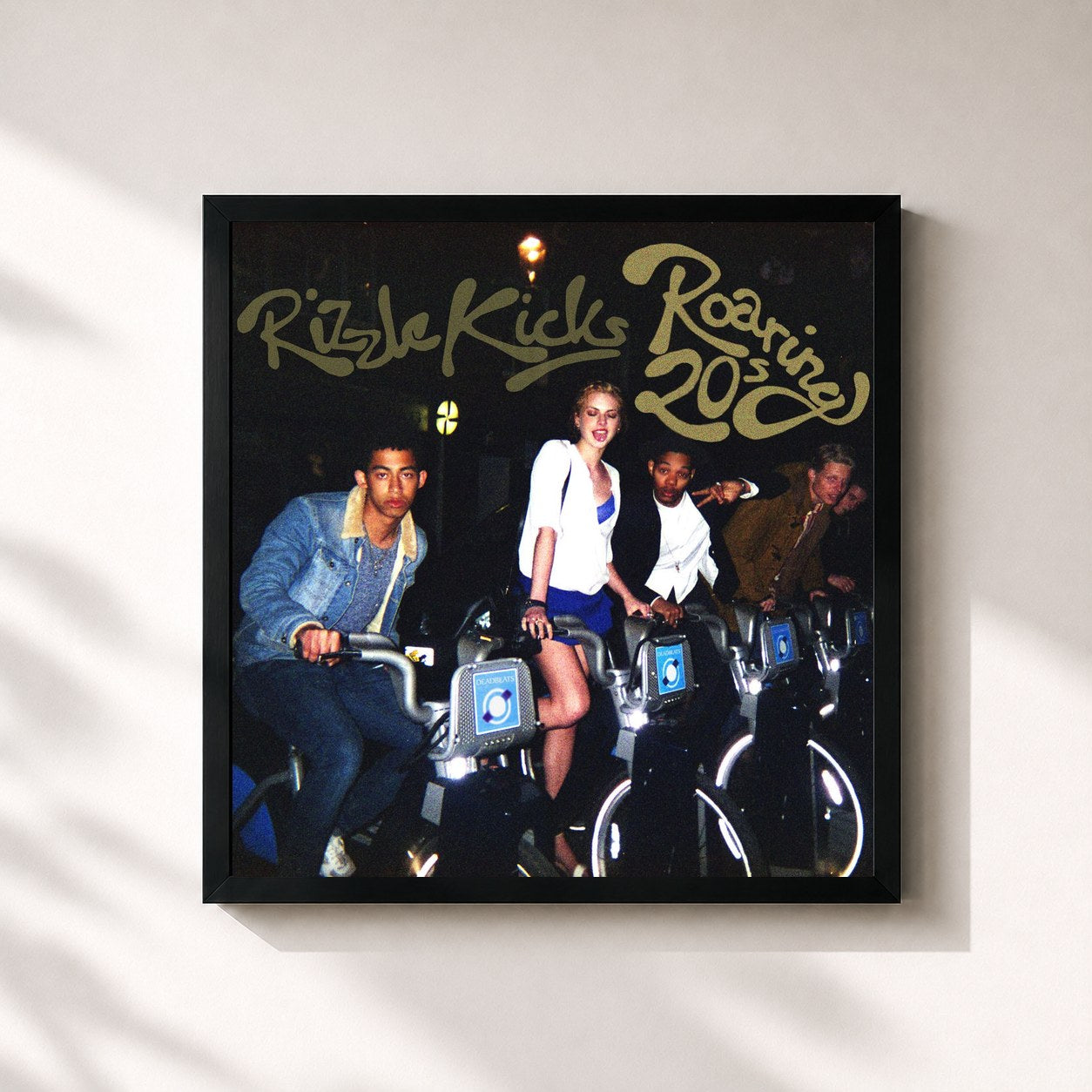 #noir Tableau carré de l'album Roaring 20s de Rizzle Kicks, cadre noir 32x32 cm