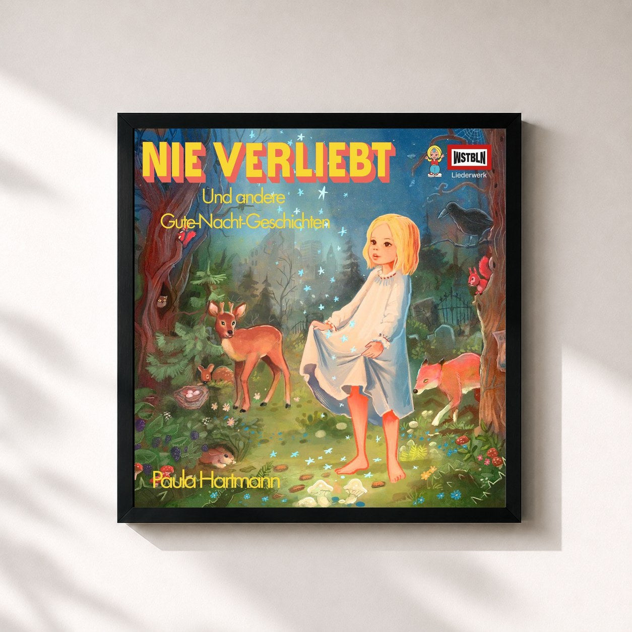 #noir Tableau carré de l'album Nie verliebt de Paula Hartmann, cadre noir 32x32 cm