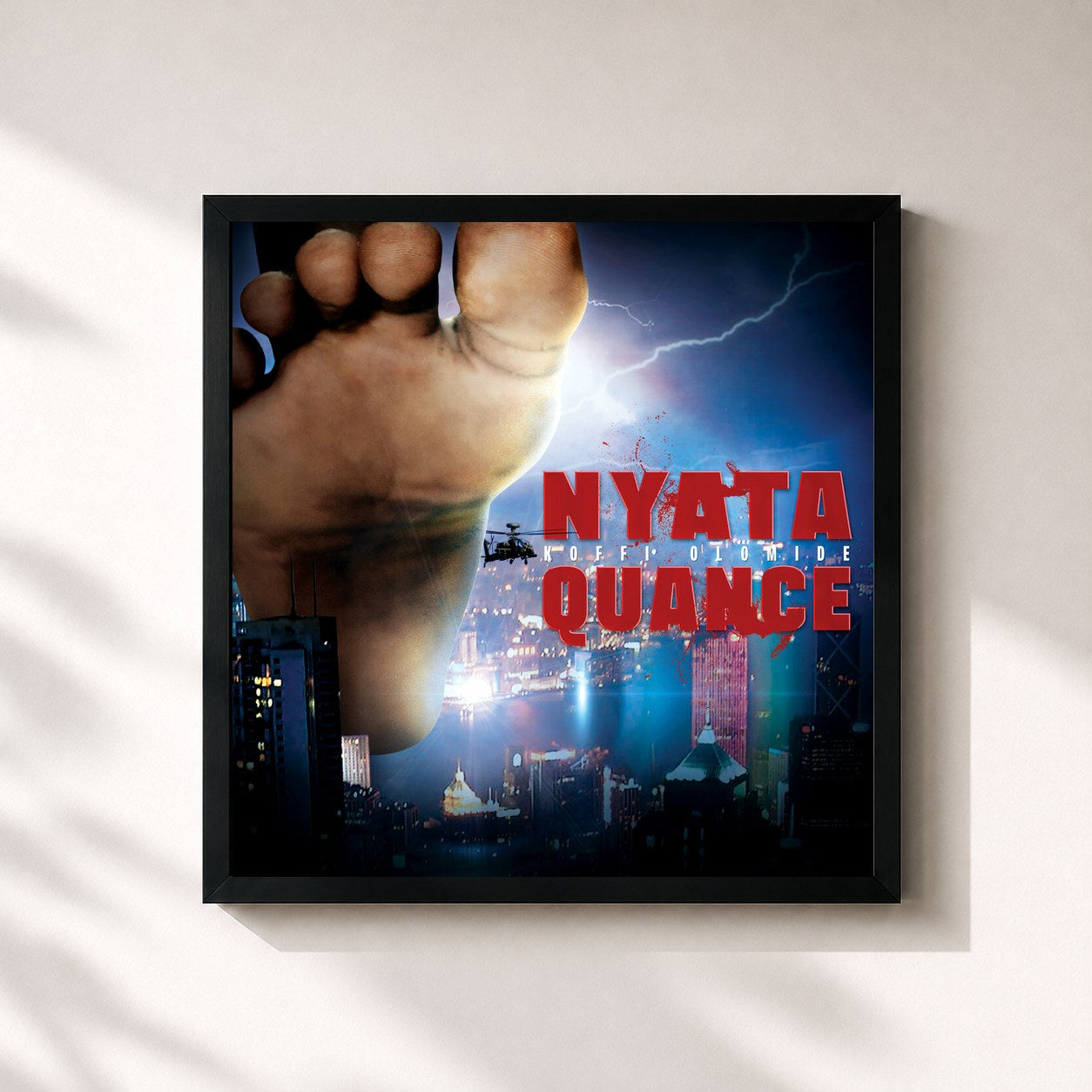 #noir Tableau carré de l'album Nyataquance de Koffi Olomidé, cadre noir 32x32 cm