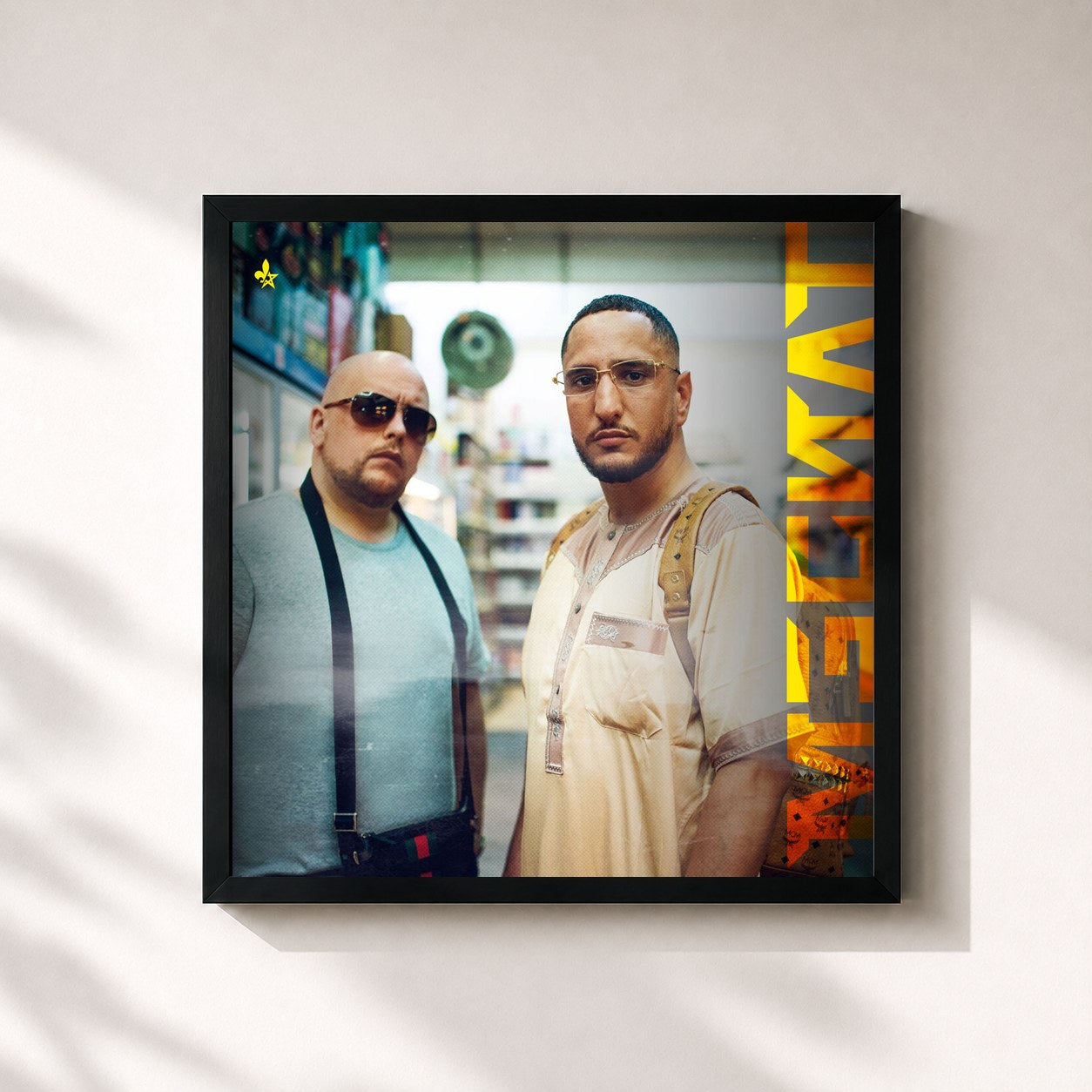 #noir Tableau carré de l'album Tandem de Celo & Abdi, cadre noir 32x32 cm