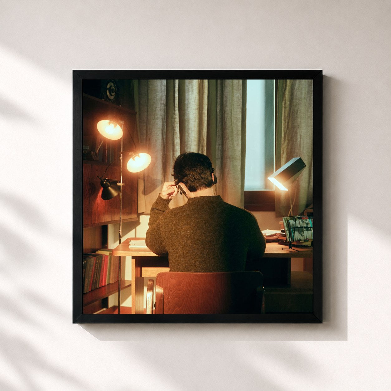 #noir Tableau carré de l'album 기대 Expectation - The 2nd Mini Album de D.O., cadre noir 32x32 cm
