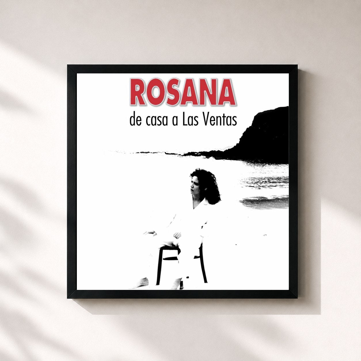 #noir Tableau carré de l'album Lunas Rotas: De casa a las ventas de Rosana, cadre noir 32x32 cm