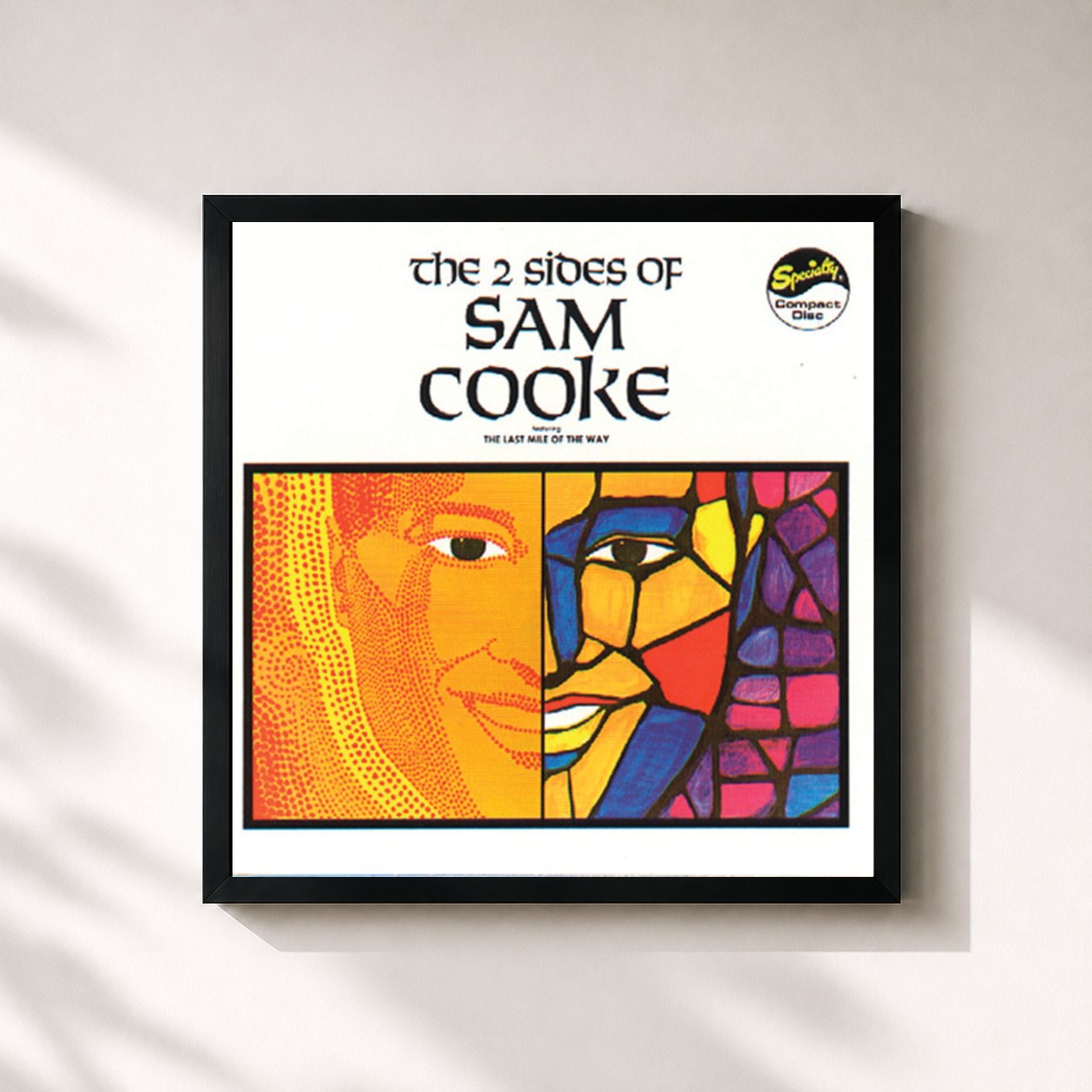 #noir Tableau carré de l'album The 2 Sides Of Sam Cooke de Sam Cooke, cadre noir 32x32 cm