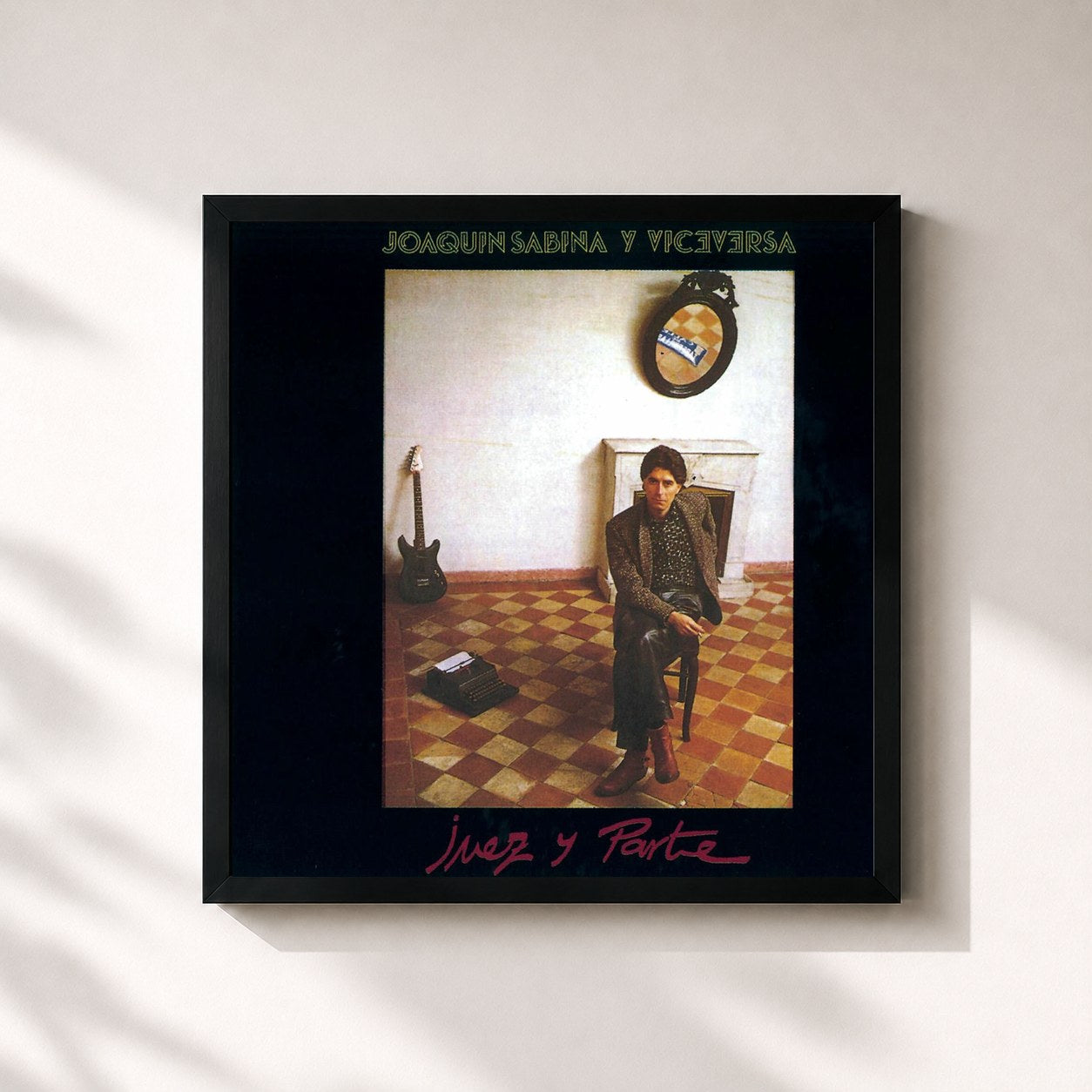 #noir Tableau carré de l'album Juez Y Parte de Joaquín Sabina, cadre noir 32x32 cm
