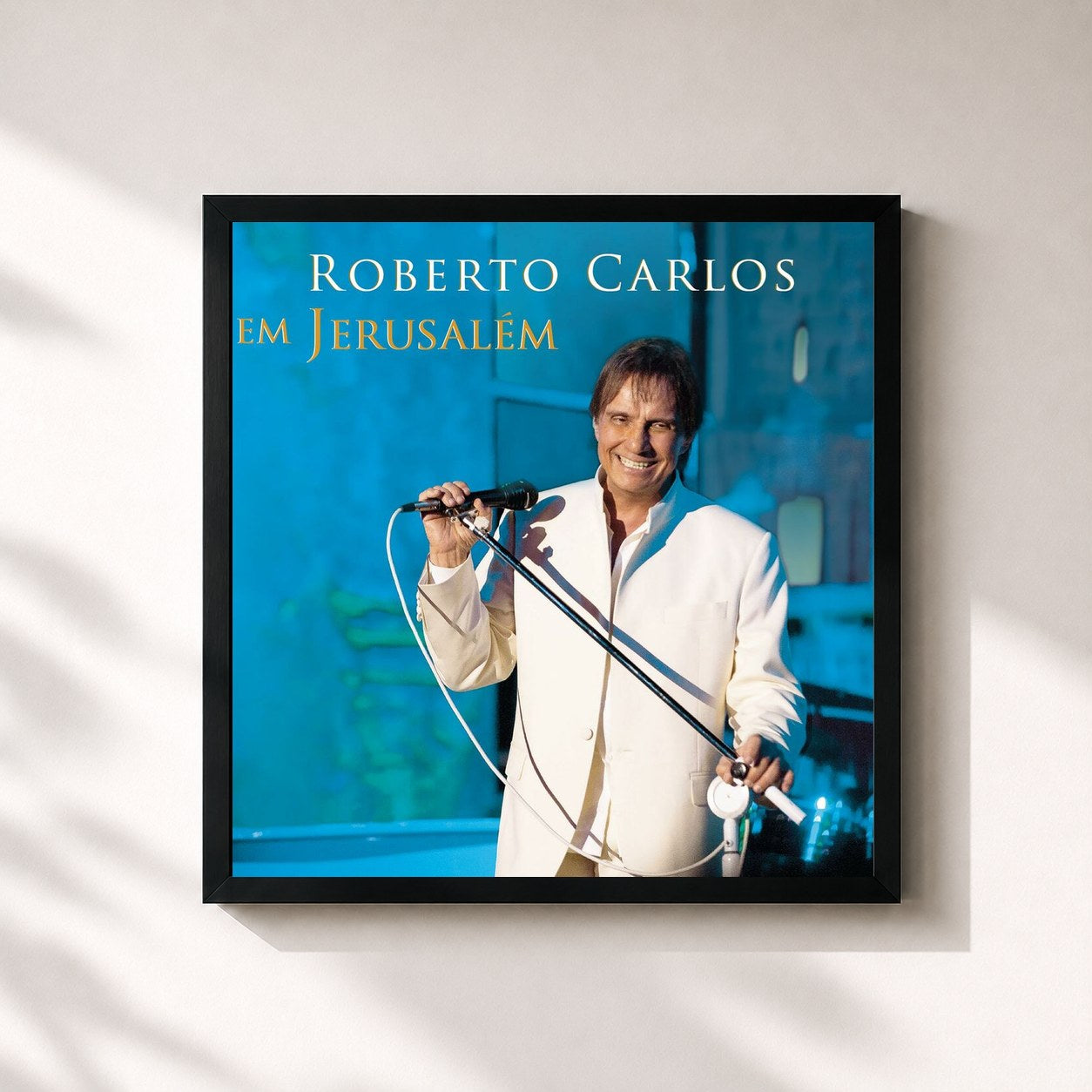 #noir Tableau carré de l'album Roberto Carlos em Jerusalém de Roberto Carlos, cadre noir 32x32 cm