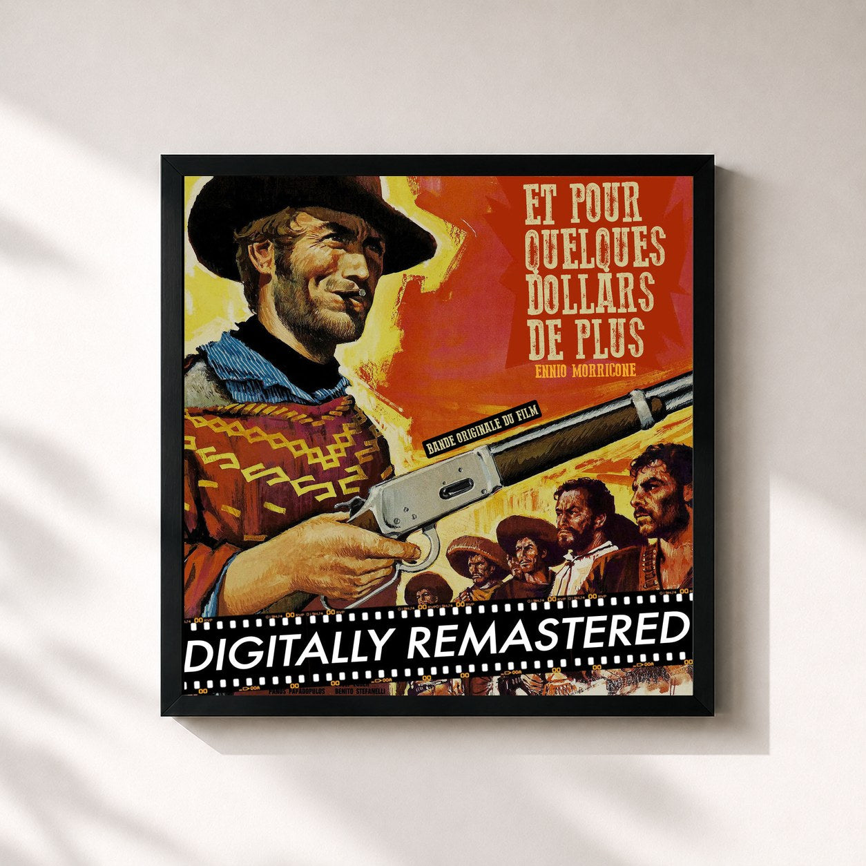 #noir Tableau carré de l'album Et Pour Quelques Dollars de Plus (Bande Originale du Film) [Digitally Remastered] de Ennio Morricone, cadre noir 32x32 cm
