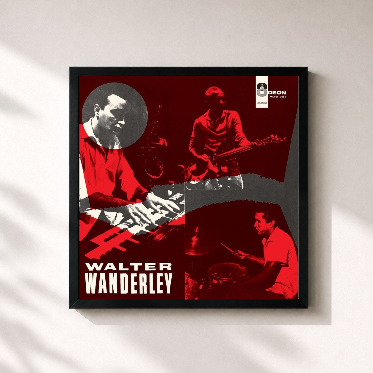 #noir Tableau carré de l'album Samba no Esquema de Walter Wanderley de Walter Wanderley, cadre noir 32x32 cm