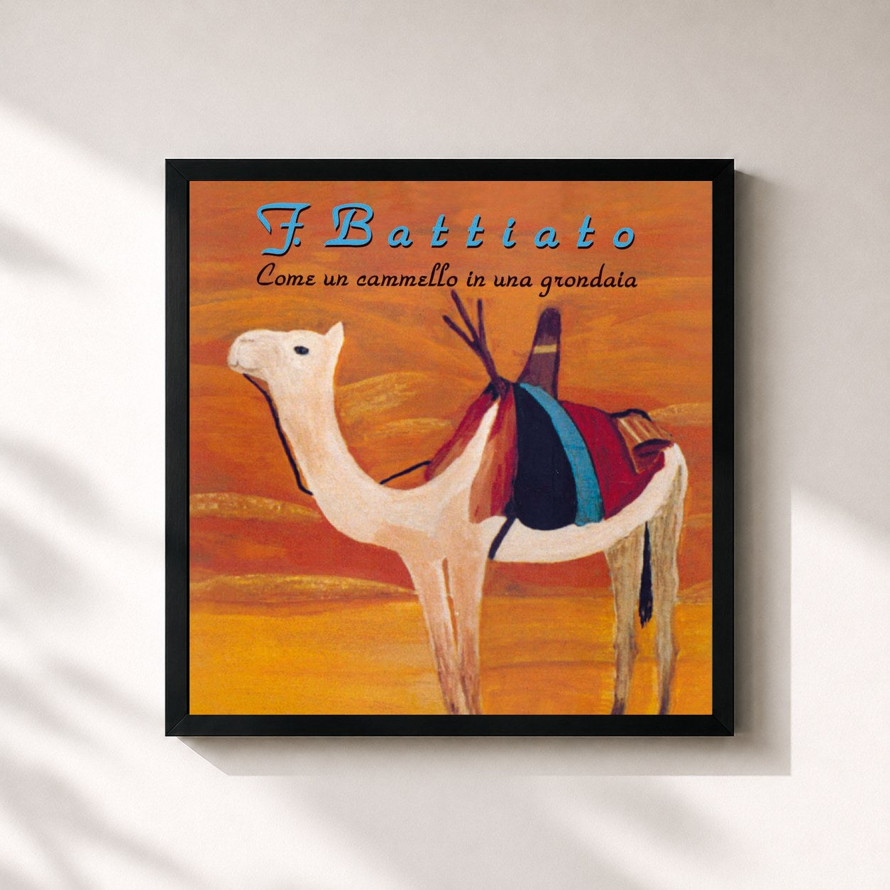 #noir Tableau carré de l'album Come Un Cammello In Una Grondaia (2008 Remastered Edition) de Franco Battiato, cadre noir 32x32 cm
