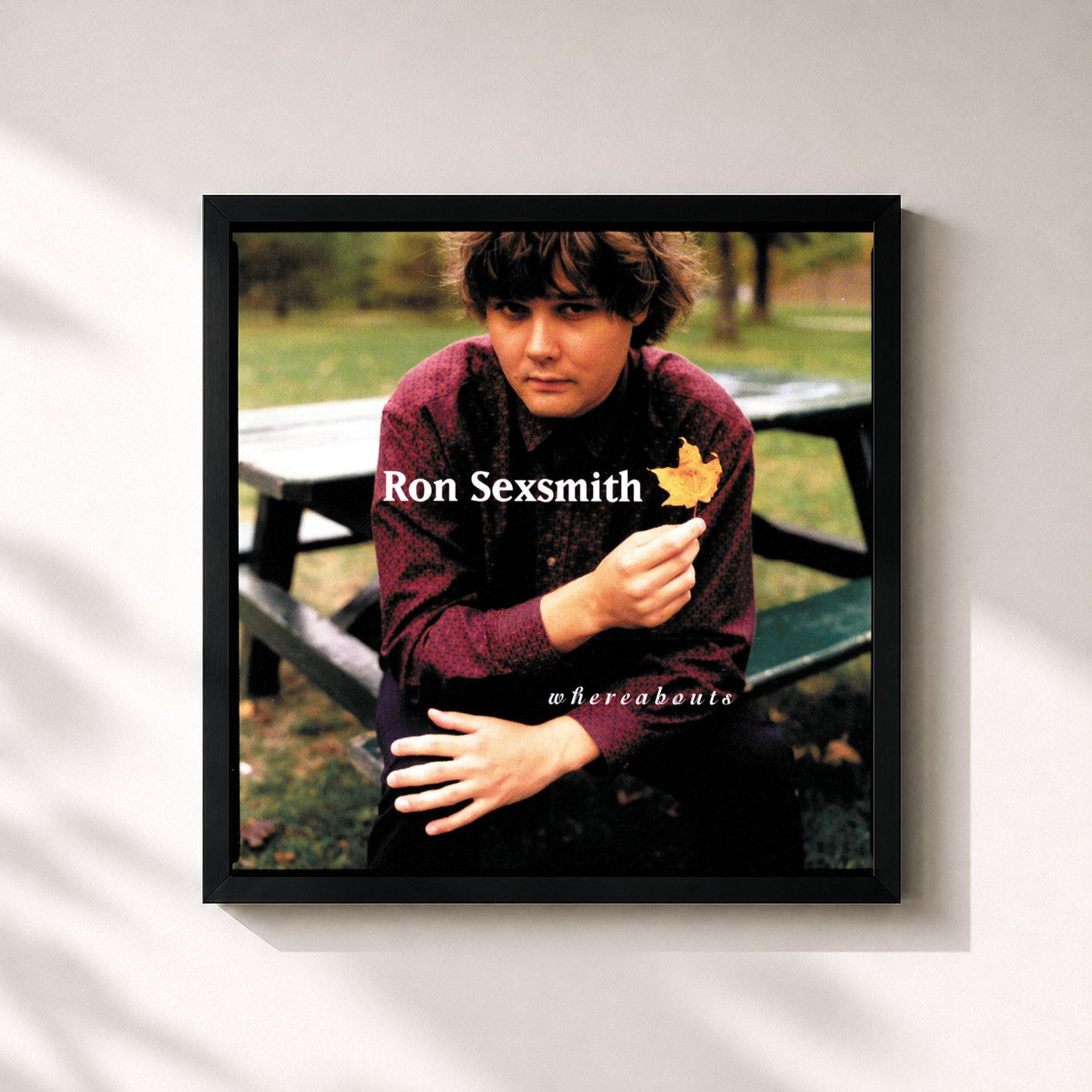 #noir Tableau carré de l'album Whereabouts de Ron Sexsmith, cadre noir 32x32 cm