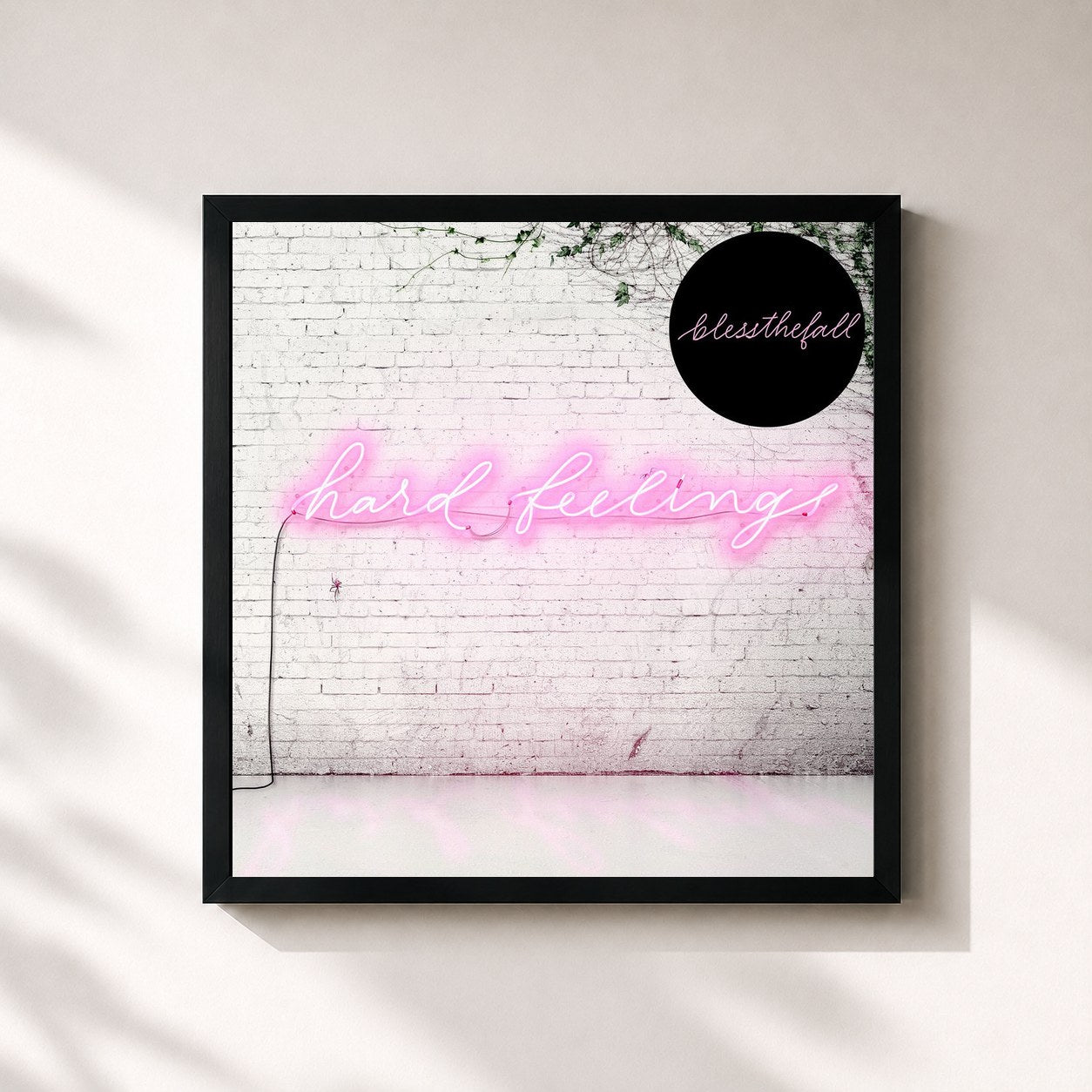#noir Tableau carré de l'album Hard Feelings de Blessthefall, cadre noir 32x32 cm