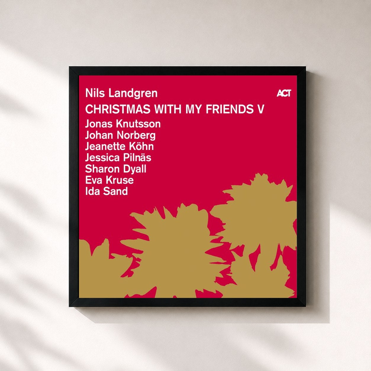 #noir Tableau carré de l'album Christmas with My Friends V de Nils Landgren, cadre noir 32x32 cm