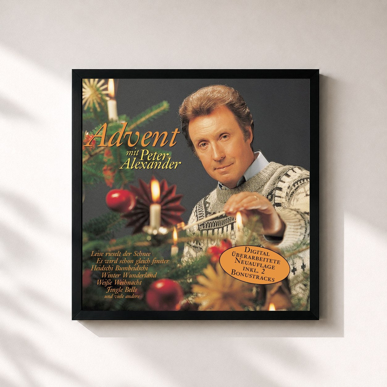 #noir Tableau carré de l'album Advent mit Peter Alexander de Peter Alexander, cadre noir 32x32 cm