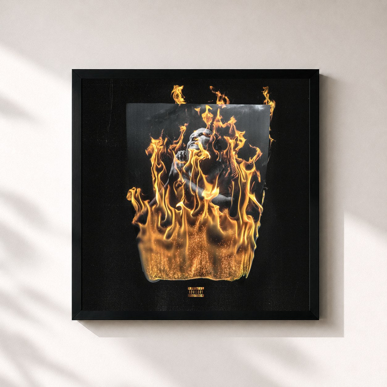#noir Tableau carré de l'album Thriller de Bozza, cadre noir 32x32 cm