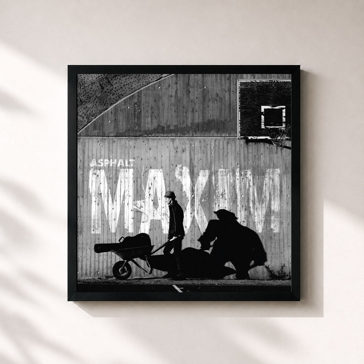 #noir Tableau carré de l'album Asphalt de Maxim, cadre noir 32x32 cm