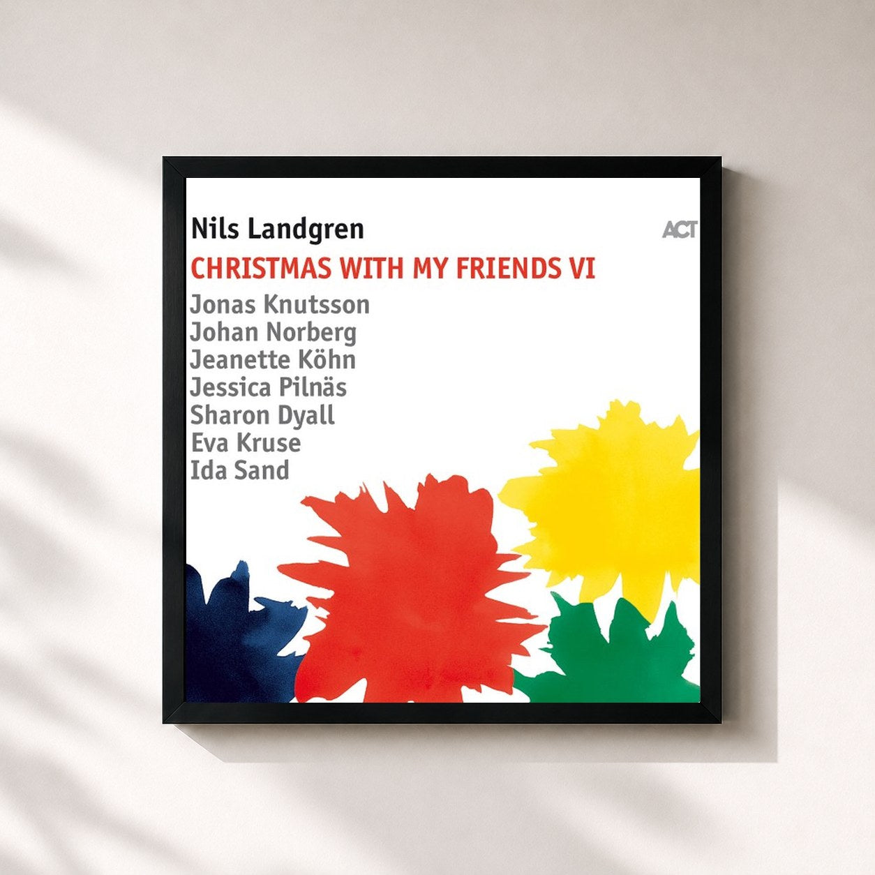 #noir Tableau carré de l'album Christmas with My Friends VI de Nils Landgren, cadre noir 32x32 cm