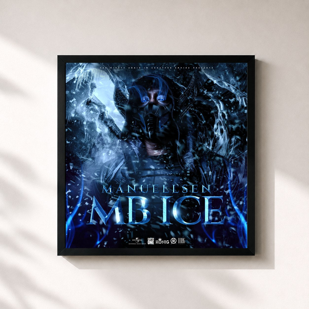 #noir Tableau carré de l'album MB ICE de Manuellsen, cadre noir 32x32 cm