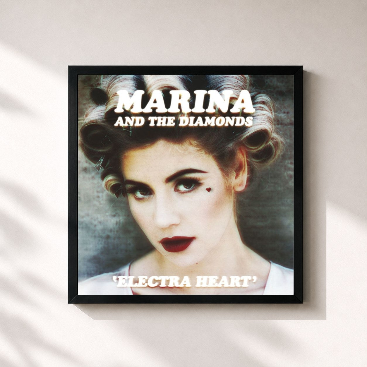 #noir Tableau carré de l'album Electra Heart de Marina, cadre noir 32x32 cm